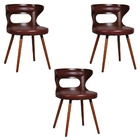 Cadeira Sala Jantar Pé Palito Madeira Kit 3 Lara Marrom Terra