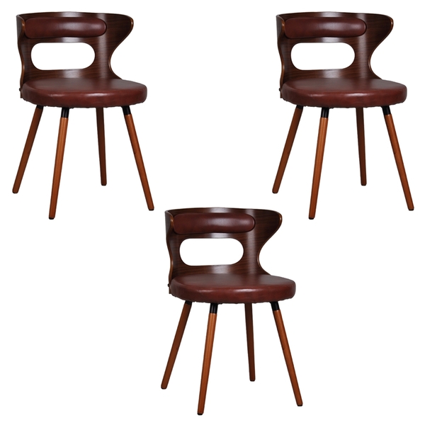 Cadeira Sala Jantar Pé Palito Madeira Kit 3 Lara Marrom Terra