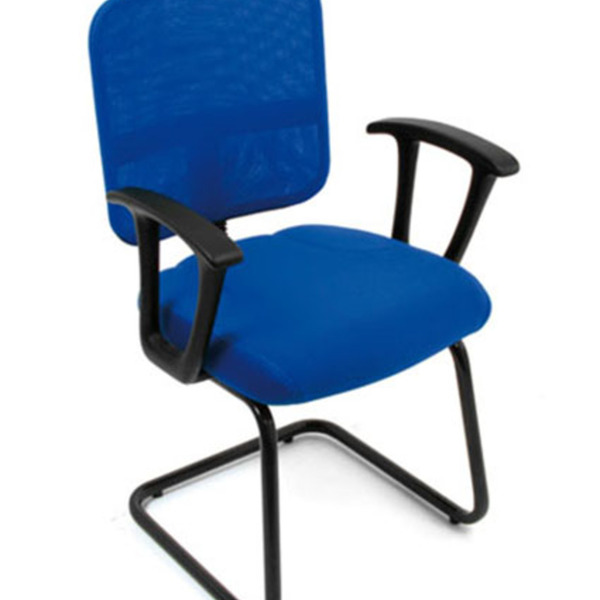 Cadeira Secretária Base Fixa Em S Linha Tela Mesh Azul Azul