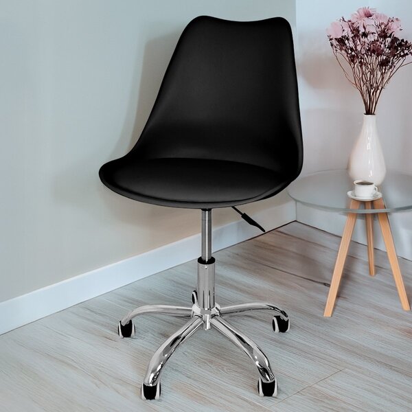 Cadeira Secretária Com Base Giratória Estofada Ícaro Preto