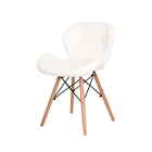 Cadeira Slim Branca Base Madeira