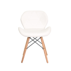 Cadeira Slim Branca Base Madeira