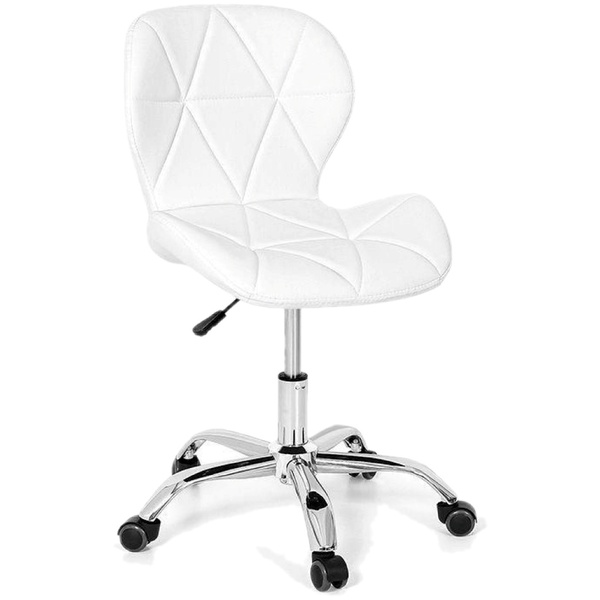 Cadeira Slim Office Estofada Base Giratória Cromada - Branco