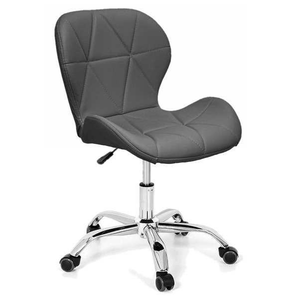 Cadeira Slim Office Estofada Base Giratória Cromada - Cinza