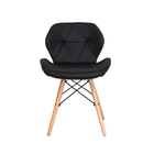 Cadeira Slim Preta Base Madeira