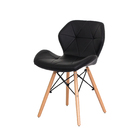 Cadeira Slim Preta Base Madeira