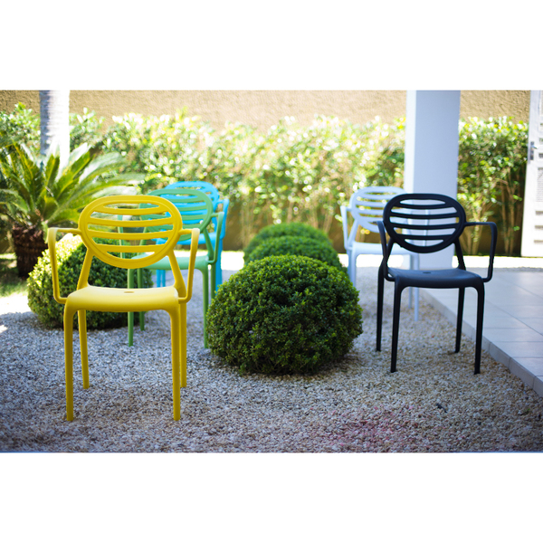 Cadeira Stripe Com Braço Azul