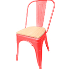 Cadeira Tolix Com Assento Madeira Clara - Vermelha