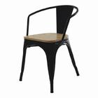 Cadeira Tolix Com Braço Iron Industrial Preta Com Assento De