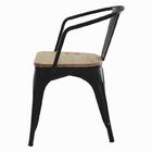 Cadeira Tolix Com Braço Iron Industrial Preta Com Assento De