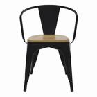 Cadeira Tolix Com Braço Iron Industrial Preta Com Assento De