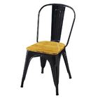 Cadeira Tolix Com Brilho Preta E Assento De Madeira