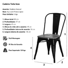 Cadeira Tolix Iron Assento Madeira Branca Aço Industrial Sala