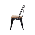 Cadeira Tolix Iron Assento Madeira Preto Brilhante Aço Indust