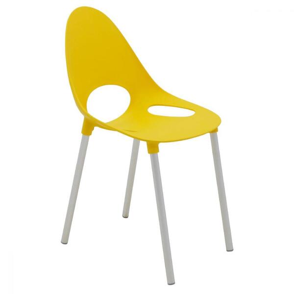 Cadeira Tramontina Elisa Em Polipropileno Amarelo E Alumínio