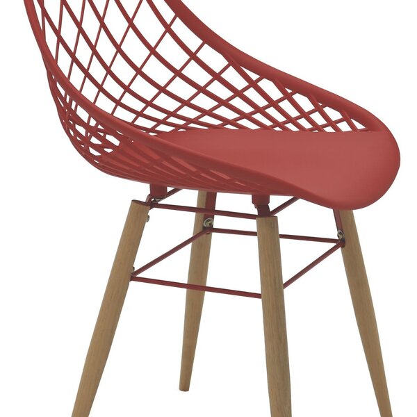 Cadeira Tramontina Philo Vermelha Poliamida Pernas Madeira