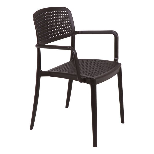 Cadeira Tramontina Serena Com Braços Marrom Empilhável Em Pol