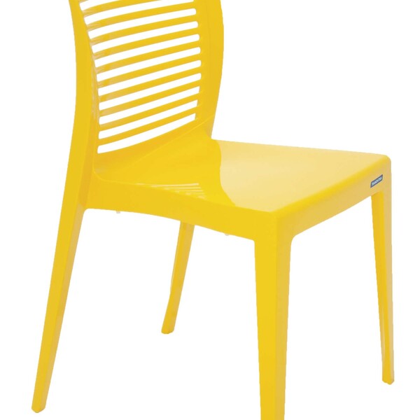 Cadeira Tramontina Victória Amarela Sem Braços Com Encosto Va