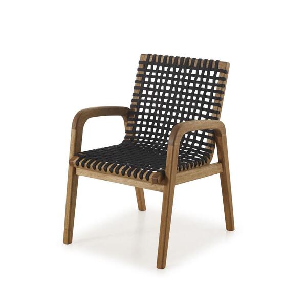 Cadeira Trançada C/braço Em Madeira Eucalipto - Jatobá/preto