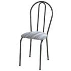 Cadeira Tubular Cromo Preto 004 Assento Linho