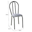 Cadeira Tubular Cromo Preto 004 Assento Linho