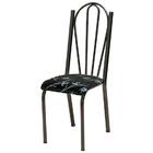 Cadeira Tubular Cromo Preto 021 Assento Preto Florido