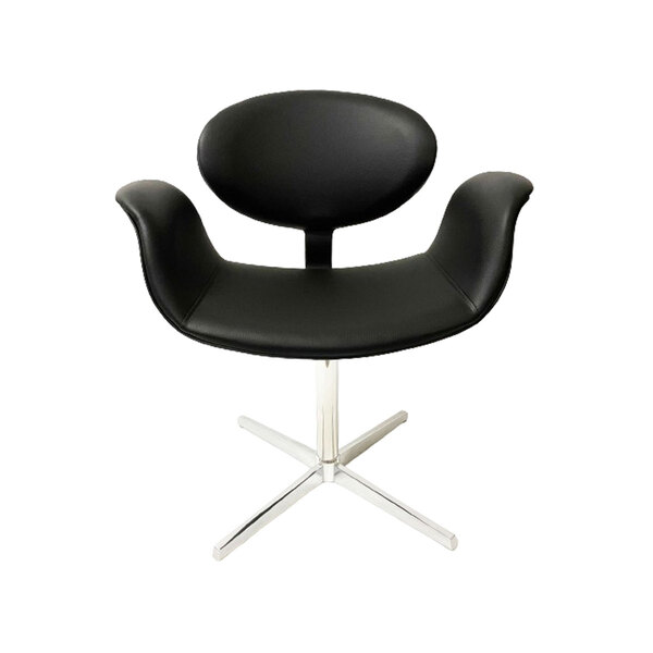 Cadeira Tulipa Preta Base Alumínio 4 Hastes Giratória - Poltr