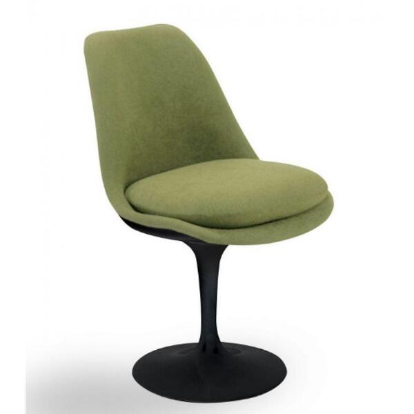 Cadeira Tulipa Saarinen Sem Braço Preta Revestida Esmeralda