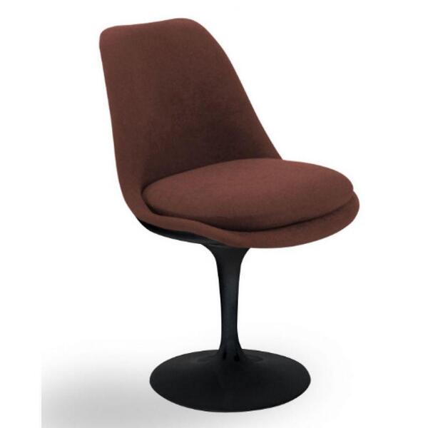 Cadeira Tulipa Saarinen Sem Braço Preta Revestida Marrom