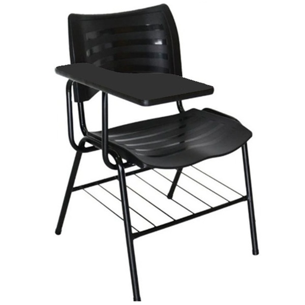 Cadeira Universitária Com Prancheta Plástica Cor Preta