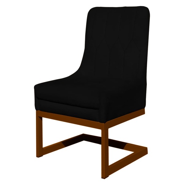 Cadeira Valentina Para Cozinha Base Cobre Suede Preto - Valli