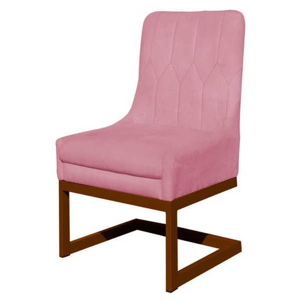 Cadeira Valentina Para Cozinha Base Cobre Suede Rosa - Vallis