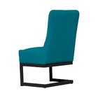 Cadeira Valentina Para Cozinha Base Preta Suede Azul Turquesa