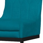 Cadeira Valentina Para Cozinha Base Preta Suede Azul Turquesa