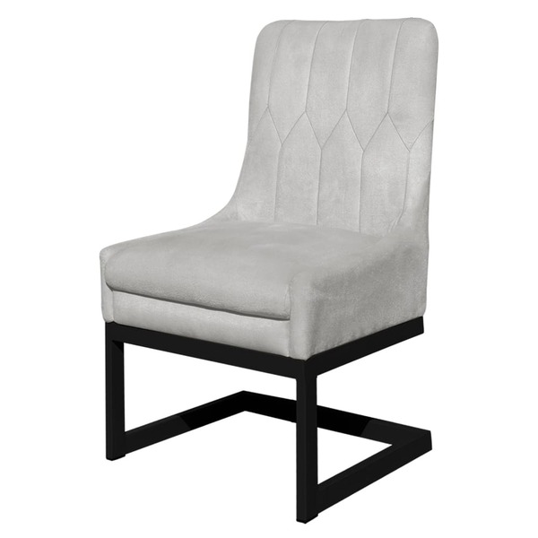 Cadeira Valentina Sala De Jantar Veludo Branco Base Preta - V