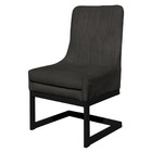 Cadeira Valentina Sala De Jantar Veludo Grafite Base Preta -