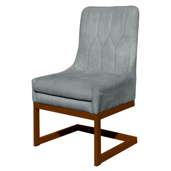 Cadeira Valentina Sala De Jantar Veludo Prata Base Cobre - Va