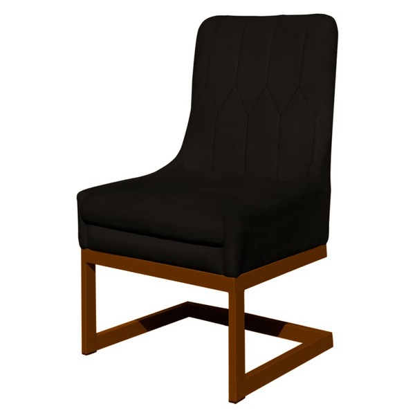 Cadeira Valentina Sala De Jantar Veludo Preto Base Cobre - Va