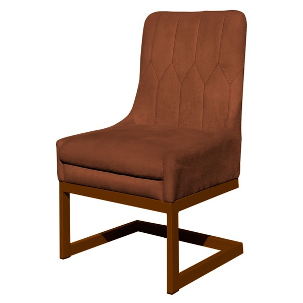 Cadeira Valentina Sala De Jantar Veludo Terracota Base Cobre