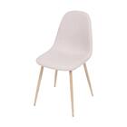 Cadeiras Charla Linho Em Bege Base Madeira Kit 4 Un