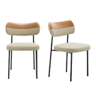 Cadeiras De Jantar Base Ferro Nile Kit 2 Pu Caramelo/linho A0