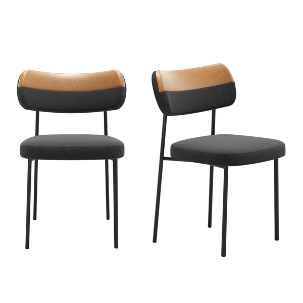 Cadeiras De Jantar Base Ferro Nile Kit 2 Pu Caramelo/linho Gr