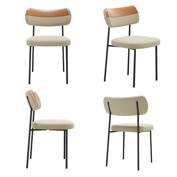 Cadeiras De Jantar Base Ferro Nile Kit 4 Pu Caramelo/linho A0