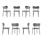 Cadeiras De Jantar Base Ferro Nile Kit 8 Pu Preto/linho Cinza
