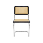 Cadeiras De Jantar Cesca Preta Sem Braço Madeira Base Cromada