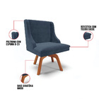 Cadeiras De Jantar Kit 2 Liz Suede Azul Marinho Base Madeira