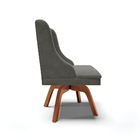 Cadeiras De Jantar Kit 4 Liz Suede Grafite Base Madeira Mm35