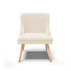 Cadeiras De Jantar Kit 8 Liz Veludo Bege Pés Palito  Natural