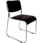 Cadeiras Interlocutor Empilhável Pelegrin Em Couro Pu Preta P