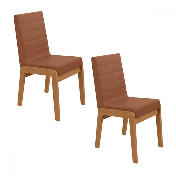 Cadeiras Kit 2 Cadeiras Atla Frassino/corino Caramelo - Móvei